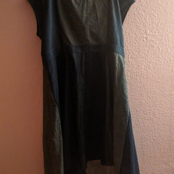 eShakti Square Neck Midi Denim Dress - Picture 3 of 3